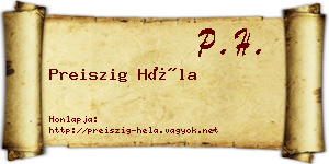 Preiszig Héla névjegykártya
